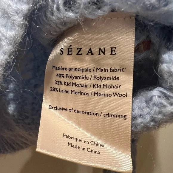 NWT Sezane Gilet Sam Elegant Blue Women's Sweater Small S